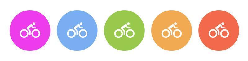 Multi colored flat icons on round backgrounds. Bike, man multicolor circle vector icon on white background