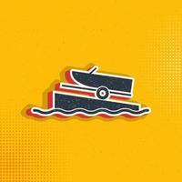 barco en un rampa popular arte, retro icono. vector ilustración de popular Arte estilo en retro antecedentes