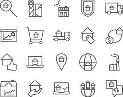 dialog, finance, talk, chat set vector icons. Real estate icon set. Simple Set of Real Estate Related Vector Line Icons. Contains such Icons as Map, Plan, Bedrooms on white background