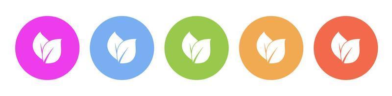 Multi colored flat icons on round backgrounds. leaf, folio multicolor circle vector icon on white background