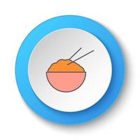 Round button for web icon, boiled rice. Button banner round, badge interface for application illustration on white background vector