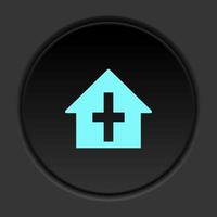 Round button icon Chapel outline. Button banner round badge interface for application illustration on dark background vector