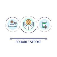 Saving money tips loop concept icon. Reduce costs. Lowering expense. Finance literacy. Manage budget abstract idea thin line illustration. Isolated outline drawing. Editable stroke vector