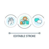 Teamwork loop concept icon. Mutual support. Buddy relationship. Friendship pros. Joint problem solving abstract idea thin line illustration. Isolated outline drawing. Editable stroke vector