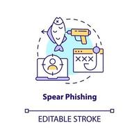 Spear phishing concept icon. Target cyber attack. Digital safety. Social engineering abstract idea thin line illustration. Isolated outline drawing. Editable stroke vector