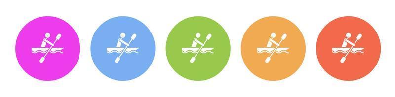 Multi colored flat icons on round backgrounds. Canoe, tray multicolor circle vector icon on white background