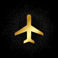 Plane gold, icon. Vector illustration of golden particle on gold vector background