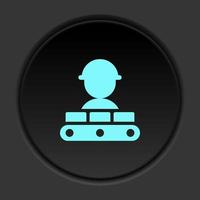 Dark button icon Mass production conveyor. Button banner round badge interface for application illustration on darken background vector