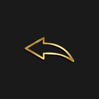 arrow, reply, undo gold icon. Vector illustration of golden icon on dark background