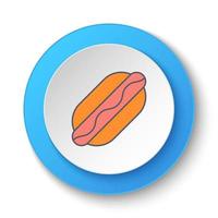 redondo botón para web icono, Hot dog. botón bandera redondo, Insignia interfaz para solicitud ilustración en blanco antecedentes vector