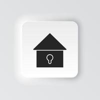 Rectangle button icon Locked house. Button banner Rectangle badge interface for application illustration on neomorphic style on white background vector