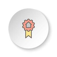 Round button for web icon, achievement, award, house, medal. Button banner round, badge interface for application illustration on white background vector