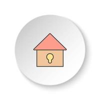 Round button for web icon, Locked house. Button banner round, badge interface for application illustration on white background vector