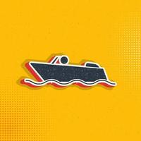 Boat pop art, retro icon. Vector illustration of pop art style on retro background