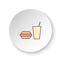 Round button for web icon, Gum burger, drink. Button banner round, badge interface for application illustration on white background vector