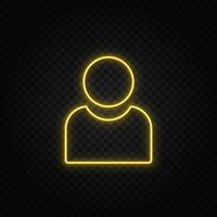 avatar yellow neon icon .Transparent background. Yellow neon vector icon on dark background