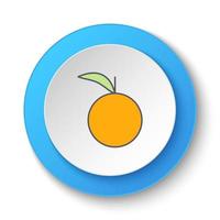 Round button for web icon, orange. Button banner round, badge interface for application illustration on white background vector