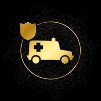 human, insurance, health gold icon. Vector illustration of golden particle background. Gold vector icon