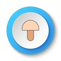 Round button for web icon, fungus. Button banner round, badge interface for application illustration on white background vector