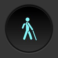 Round button icon Blind man silhouette. Button banner round badge interface for application illustration on dark background vector