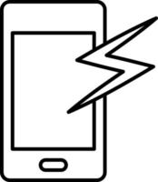 Line vector icon broken, phone, mobile. Outline vector icon on white background