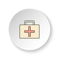 Round button for web icon, Medic suitcase. Button banner round, badge interface for application illustration on white background vector