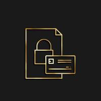 Credit card, key gold icon. Vector illustration of golden icon on dark background