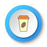 Round button for web icon, cold coffee. Button banner round, badge interface for application illustration on white background vector