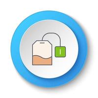 Round button for web icon, beverages, tea bag. Button banner round, badge interface for application illustration on white background vector