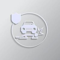 human, insurance, crash, car, icon, vector, insurable, fuse paper style. Grey color vector background- Paper style vector icon. on white background