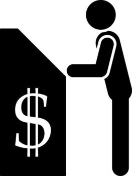 hombre y cajero máquina, icono. elemento de sencillo icono para sitios web, web diseño, móvil aplicación, infografía. grueso línea icono para sitio web diseño y desarrollo, aplicación desarrollo en blanco antecedentes vector