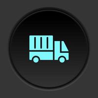Dark button icon Mass production delivery truck. Button banner round badge interface for application illustration on darken background vector