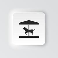 Rectangle button icon Horse carousel. Button banner Rectangle badge interface for application illustration on neomorphic style on white background vector
