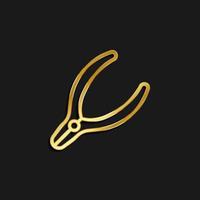 pliers, tool gold icon. Vector illustration of golden dark background .