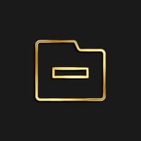 delete, folder gold icon. Vector illustration of golden icon on dark background