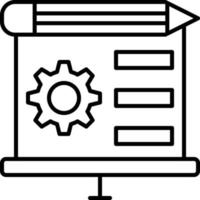 Projector Pencil Cogwheel Icon Vector. Engineering Developing Designing Illustration. Education Service Methodology Agile Development Tools Logo. Learning Process Industrial Symbol vector