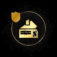 home, insurance, natural, calamity gold icon. Vector illustration of golden particle background. Gold vector icon