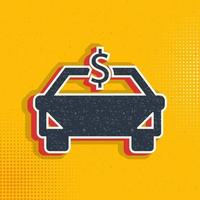 auto, compensación, directo, dinero popular arte, retro icono. vector ilustración de popular Arte estilo en retro antecedentes