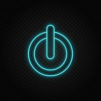 Power button. Blue and yellow neon vector icon. Transparent background.