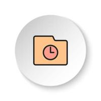 Round button for web icon, clock, folder, story. Button banner round, badge interface for application illustration on white background vector