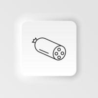 Neumorphic style food and drink vector icon. sausage icon in line style isolated on neumorphism white background