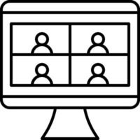 Remote work, remote learning or online video class with nine people flat vector icon for meeting apps and websites.