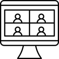 Remote work, remote learning or online video class with nine people flat vector icon for meeting apps and websites.