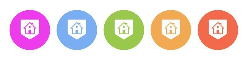 Multi colored flat icons on round backgrounds. Home, insurance, property, shield multicolor circle vector icon on white background