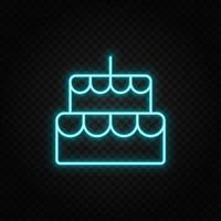 bakery, cake neon icon. Blue and yellow neon vector icon. Transparent background