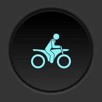 Round button icon Motorcyclist. Button banner round badge interface for application illustration on dark background vector