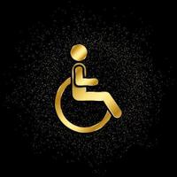 Disability gold, icon. Vector illustration of golden particle on gold vector background