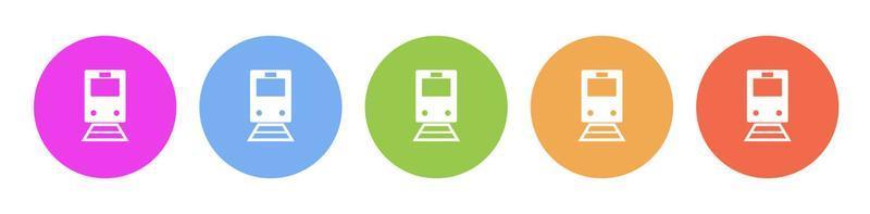Multi colored flat icons on round backgrounds. Train multicolor circle vector icon on white background