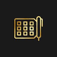 tasks, todo gold icon. Vector illustration of golden dark background .