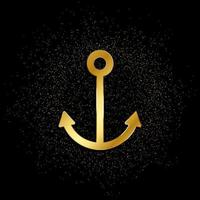 Anchor gold, icon. Vector illustration of golden particle on gold vector background